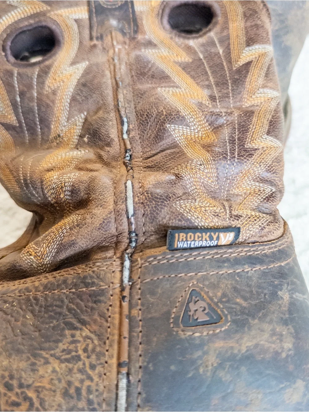 Rocky Men’s Waterproof Leather Cowboy Work Boots Size 9 Brown Work Boots
